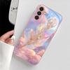 Rosa Feder gehärtetes Glas Handyhülle geeignet für Samsung Galaxy S26 S25 S24 S23 S22 S20 FE/Ultra/Plus stoßfeste Rückabdeckung