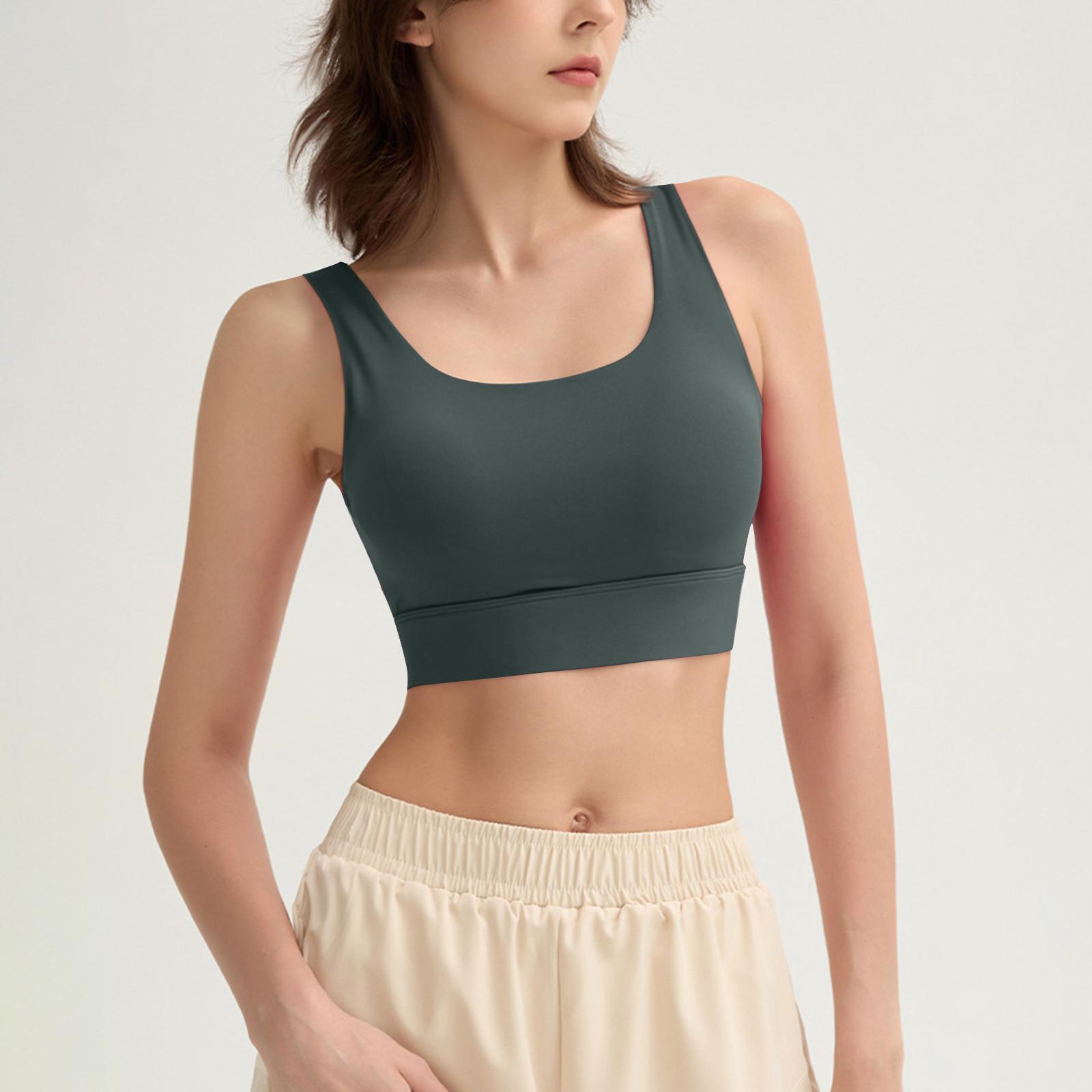 

Молодых девушек однотонный цвет чашечки йога нижняя рубашка спортивное нижнее белье жилет M