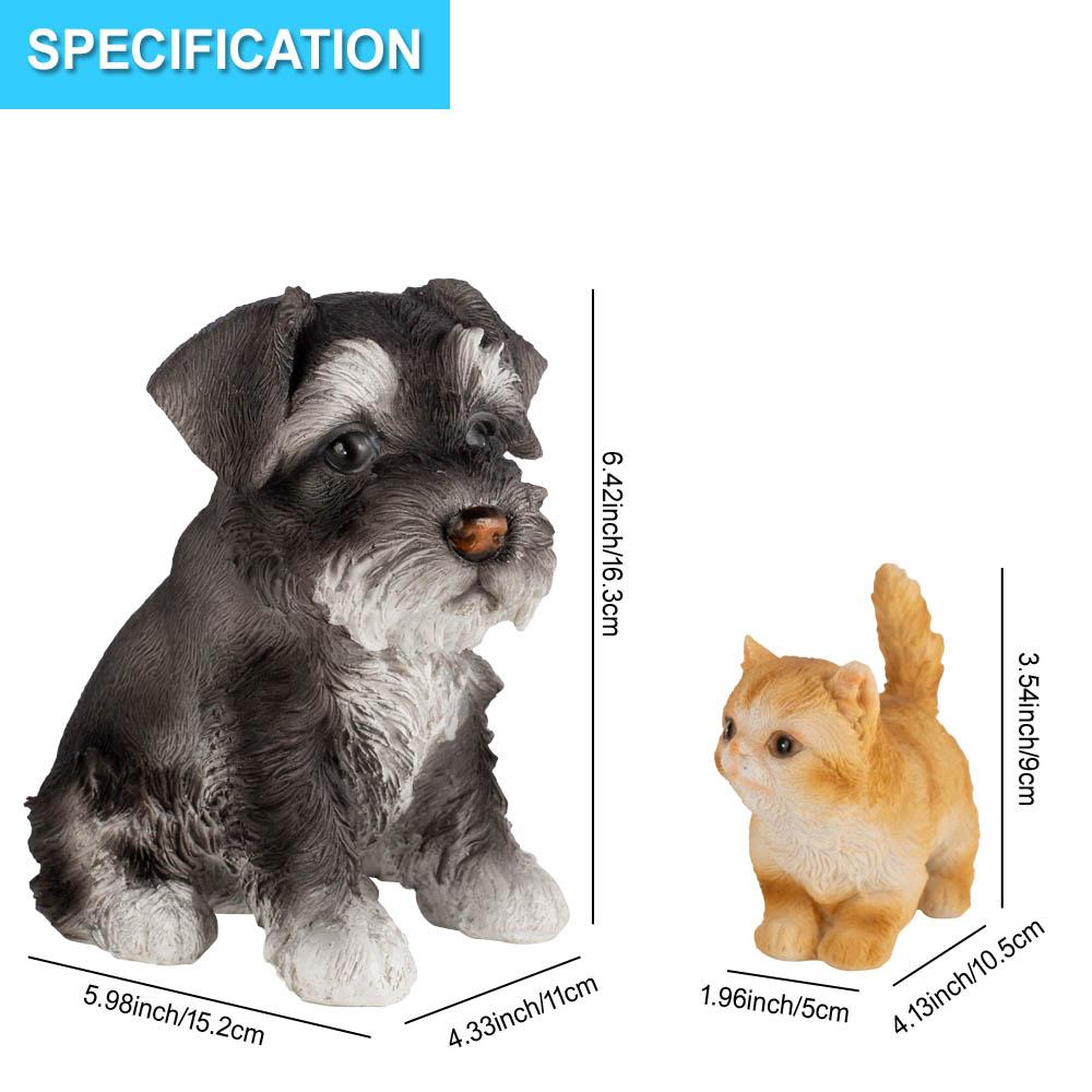 

Lovely Puppy and Tabby Kitty Cat Figurine Garden Statue Decor Animal Sculpture Home Ornaments Patio Yard, Balcony Decorations