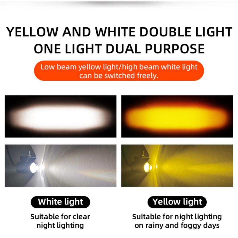 1~8PCS Motorcycle Spotlight Headlamp Led Two-Color Small Steel Gun Far And Near Integrated Waterproof Super Bright