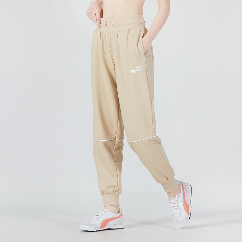 Puma Power Colorblock High-Waist Logo Jogger Pants Women Bottoms Nude 673486-67
