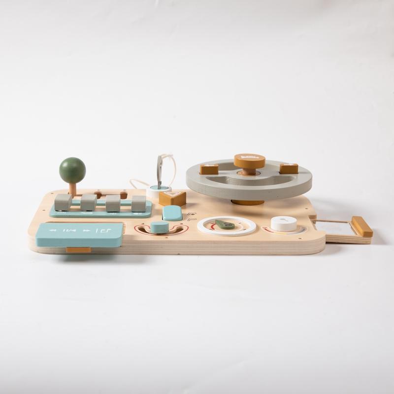 Baby Montessori Toys Steering Wooden Car Blocks Steering Wheel Activity Busy Board for Toddlers Sensory Early Education Toy Gift