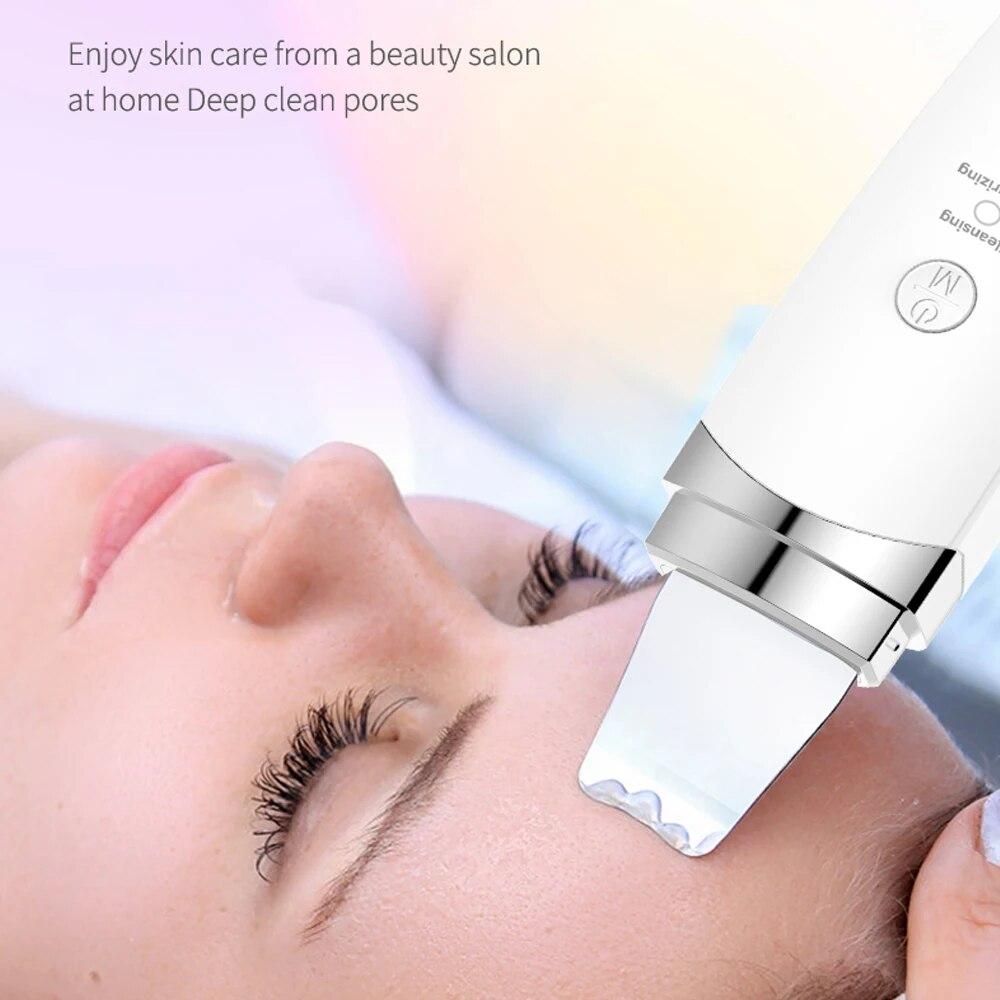 Ultrasonic Skin Scrubber Facial Spatula Blackhead Remover Deep Face Cleaning Lift Machine Peeling Shovel Pore Cleaner