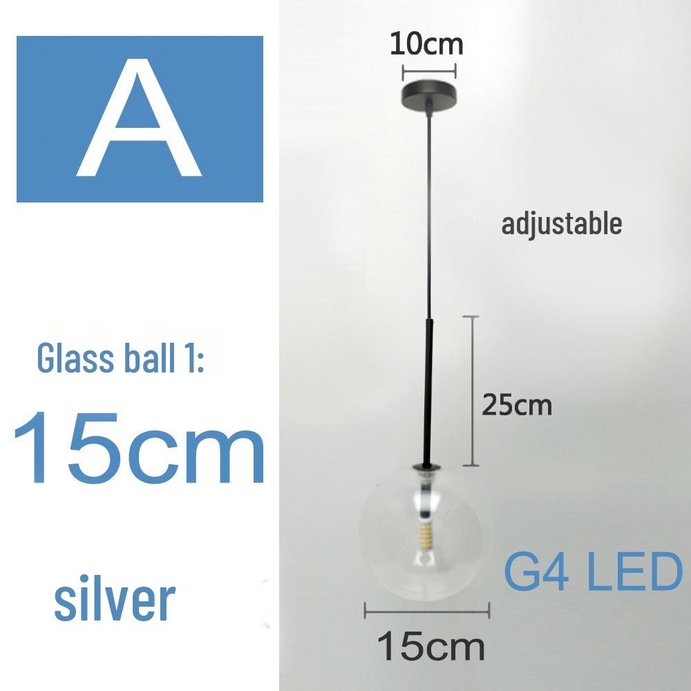 Nordic Minimalist Transparent Glass Ball Pendant Light for Bedroom or Bar
