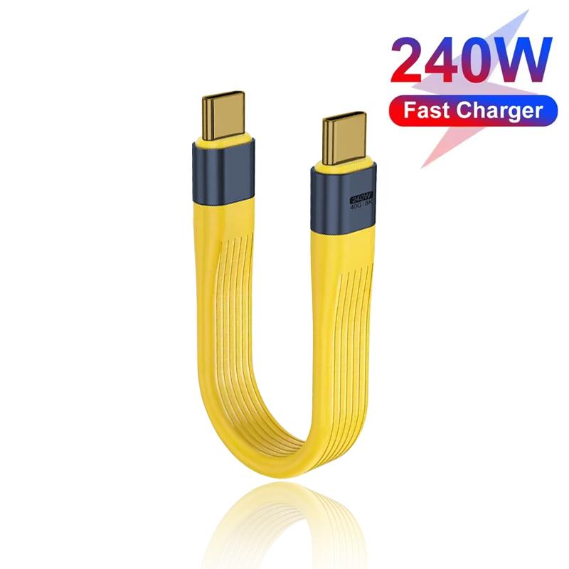 

Кабель FPC USB 4.0 Gen3 40 Гбит/с 240 Вт PD3.1 Type C Кабель для быстрой зарядки Кабель для передачи данных USB C на Type C для iPhone 16 15 Pro Max Xiaomi 14 жёлтый