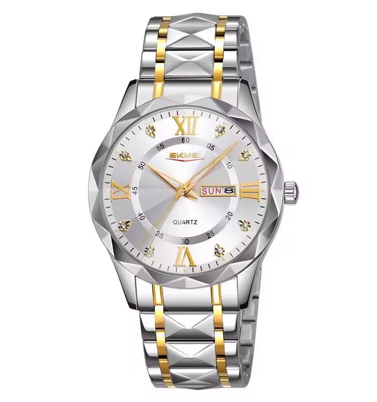 SKMEI 9369 Hochwertige Beliebte Luxus-Uhr Edelstahl-Anhänger Analog Wasserdicht Business Klassisch Quarz Paar-Armbanduhr