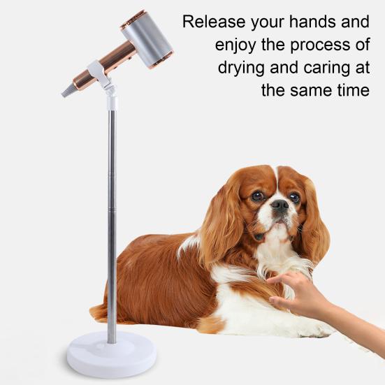 Pet Dryer Stand Adjustable Dog Hair Dryer Holder Floor or Table Mount Hands-Free Blow Dryer Holder Rotatable Grooming Rack for Dogs And Cats