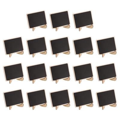 Pacote com 18 Mini Lousas Pretas Pequenas Etiquetas de Lousa com Suporte Quadrado de Madeira Para Buffets de Comida Festa de Casamento