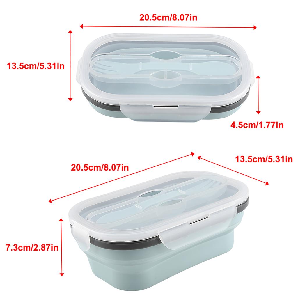 Food Grade Silicone Foldable Lunch Box Portable Rectangle Food Storage Container