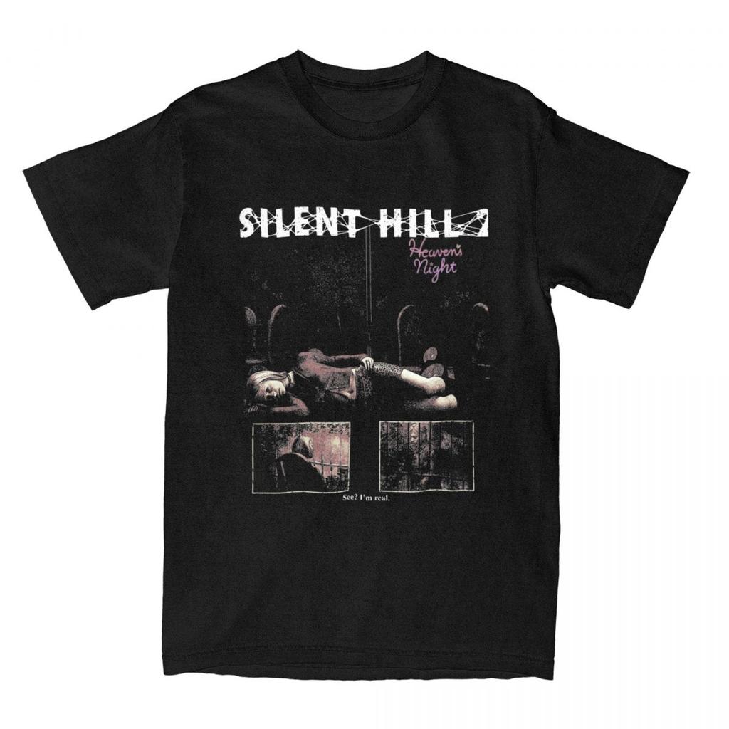 Silent Hill 2 SH2 T-Shirt Heavens Night Beliebte T-Shirts Kurzarm Y2K Basic Oberteile Strand Baumwolle Rundhals Oversize Top Tees