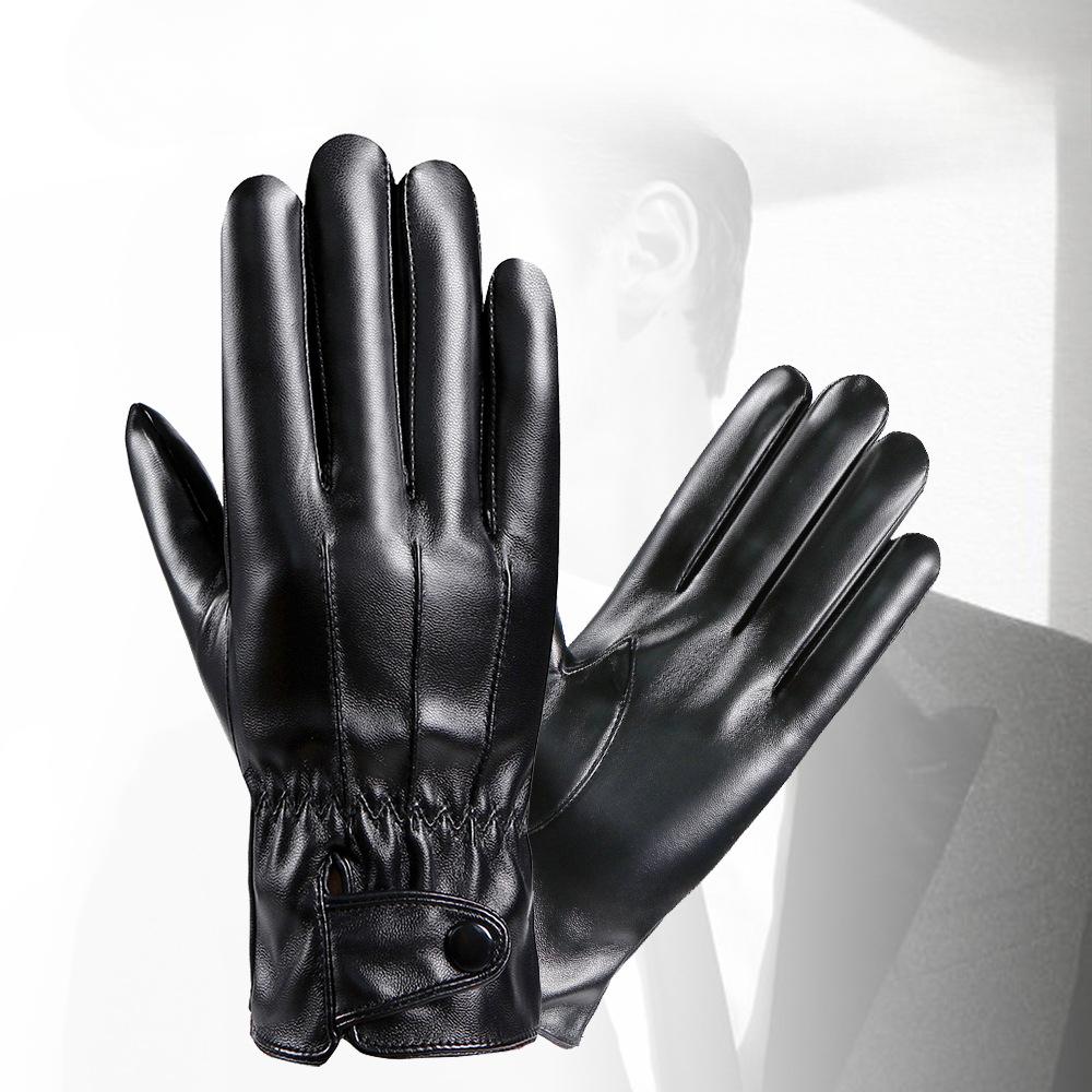 Warm Gloves Plus Velvet Thickened Outdoor Cycling Waterproof Windproof Cycling Men's PU Leather Autumn and Winter Touch Screen Gloves
