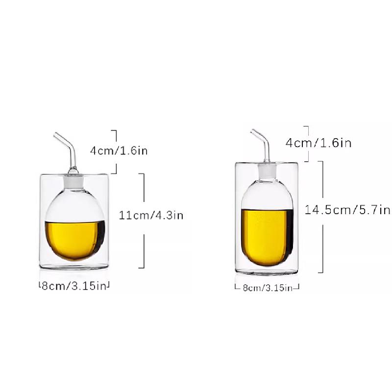 Double Glass Oil Jug Oil Tank Vinegar Jar Seasoning Bottle Olive Oil Jug Kitchen Utensils Transparent Color Seasoning Tools