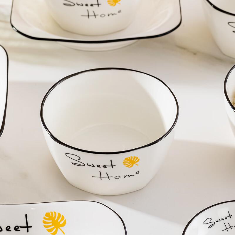 Jingdezhen Ceramic 4.5-inch Square Rice Bowls - 10 Piece Set