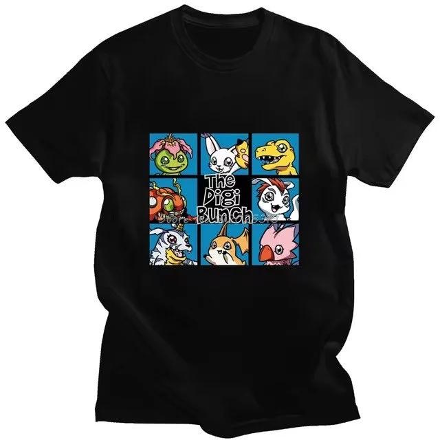 

2026 New Men Women Dinosaurs Digital World Cotton Round Neck T Shirt Digimon Anime Parent-child Short Sleeve Novelty Tee Shir... S разноцветный