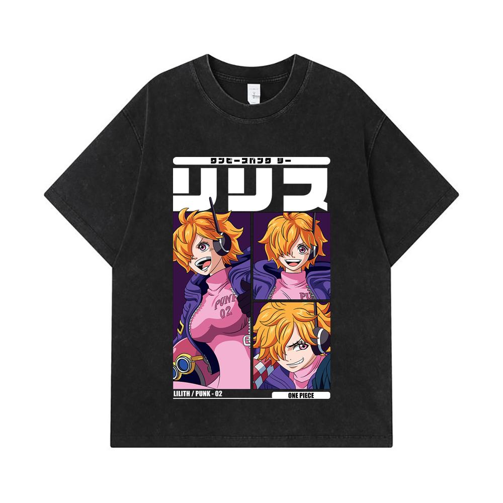 275 GSM Washed T-shirts 100% Cotton One Piece V47 Lilith Print Unisex Heavy Cotton T Shirt