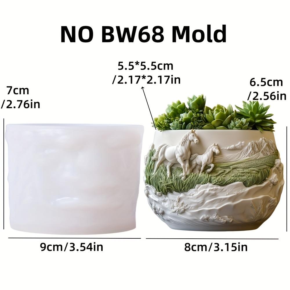 Running Stallion Relief Succulent Plant Flowerpot Resin Silicone Mold Grassland Warhorse Storage Box Mould Horse Gypsum Molds