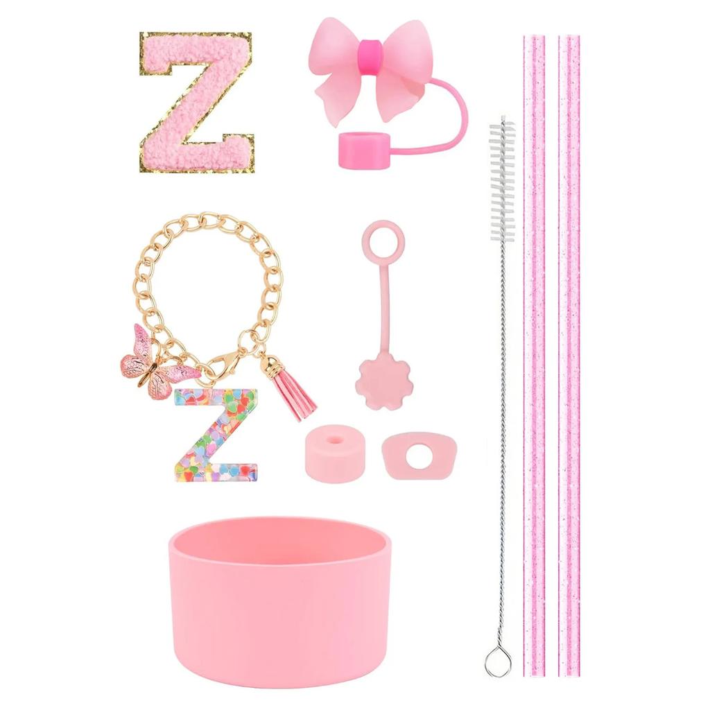 10pcs Cup Accessories Set for Stanley 30oz 40oz Tumbler Straw Cover Cap Boot Spill Proof Stopper Letter Keychain Charm Sticker