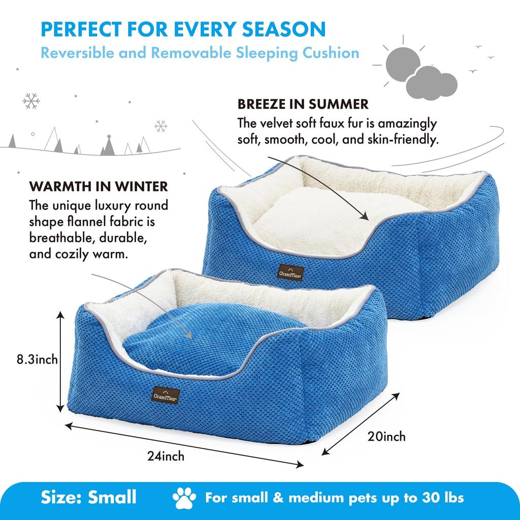 GrandTies Pet Bed Cuddler (Blue, S)