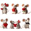 Wool Felt Mouse Ornaments Handmade Felt Valentines Day Decor  Anniversary Gift