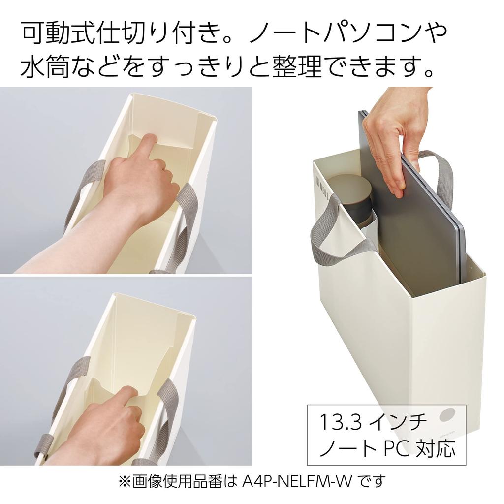 KOKUYO NEOS Carry for Neat Storage Box, A4P-NELFM-D, Black,