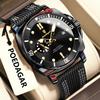 Luxury Trendy Man Wristwatch Square Dial Waterproof Luminous Date Week Men Watch Simple Business Quartz Leather Men's Watches Reloj