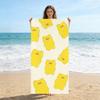 Cute Yellow Gummy Bear Beach Towel, Kawaii Cartoon Print Quick Dry Towel, for Swimming Pool, Travel, Camping and Daily Use
