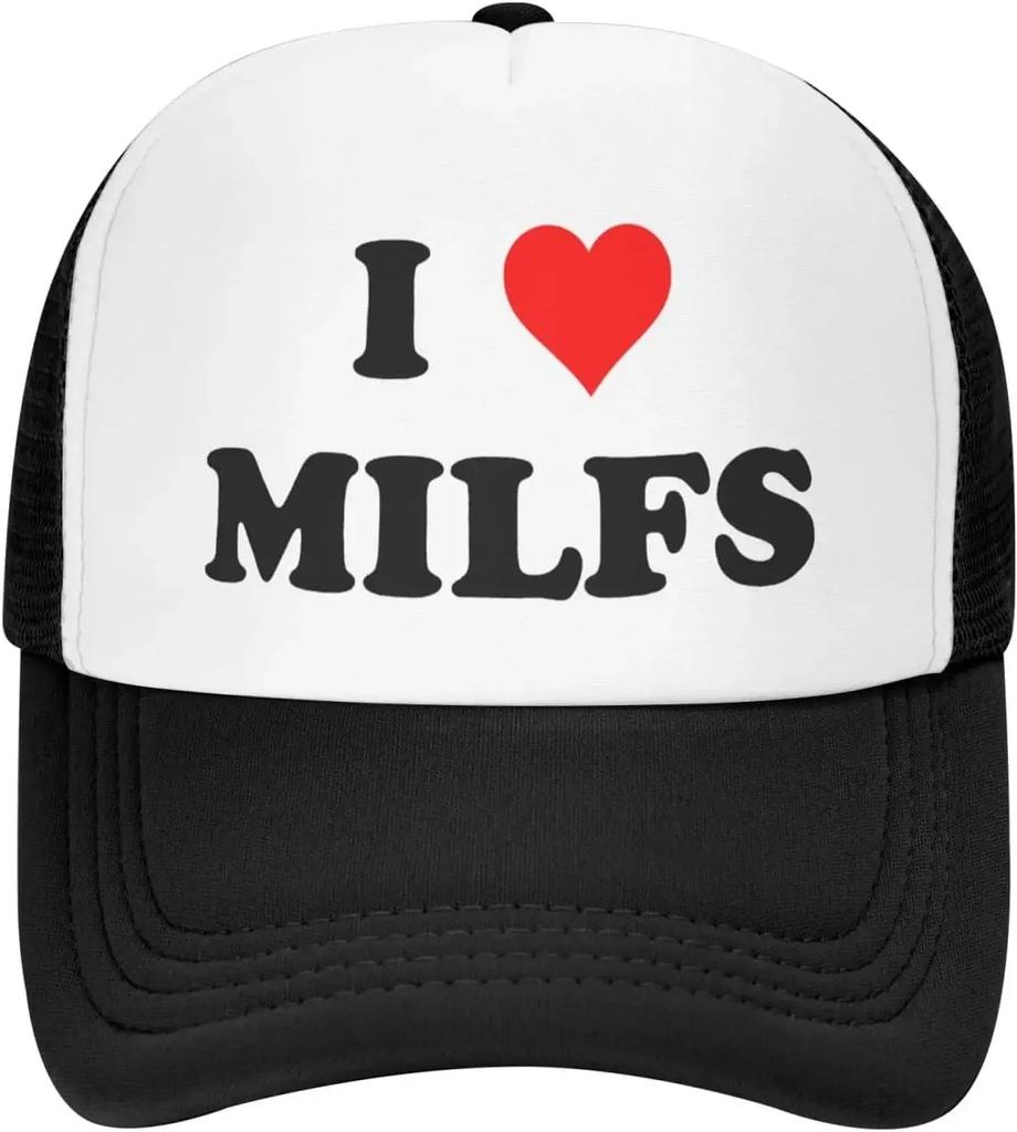 I Heart Milfs Trucker Hat Sports Baseball Cap Casual HipHop Unisex Leisure Adjustable Size