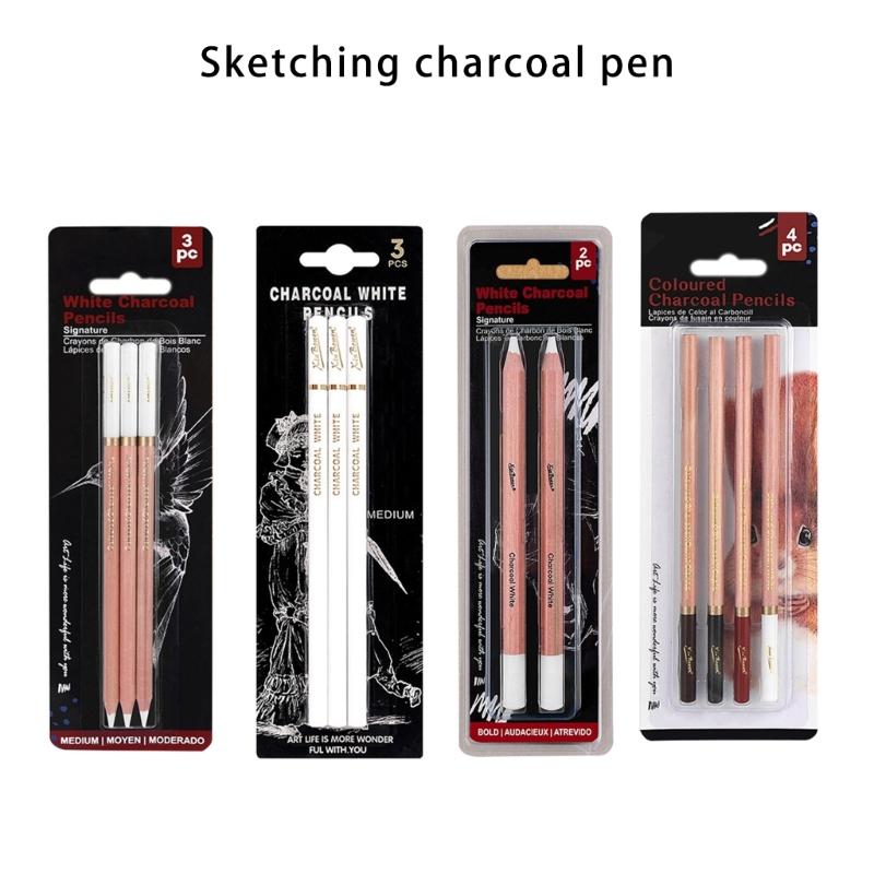 2/3/4x Highlight-Stift Zeichenkohle-Stifte Weiße Skizzenstifte Highlight-Stift zum Skizzieren Zeichnen und Schattieren