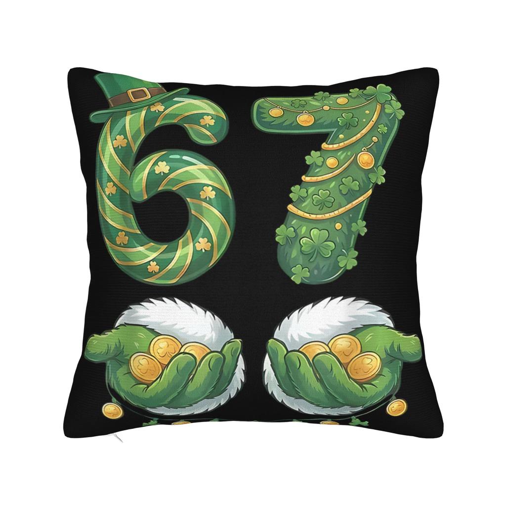 Pillow Cover Funny Meme 6-7 Shamrock Six Seven 6 7 St Patricks Day 67 Cute Funny Pillow Case For Sofa Car Home Decor Pillowcases
