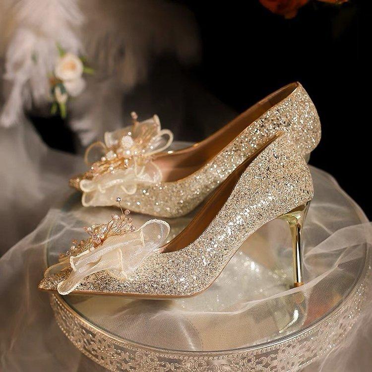 2025 New Bridal Wedding Shoes Women's High Heels Wedding Shoes Don't Worry Feet Wedding Shoes Women's Pump