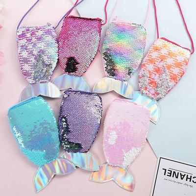 Unisex Sequins Purses Handbags Zipper Wallets Cute Pouch Fish Tail Packet