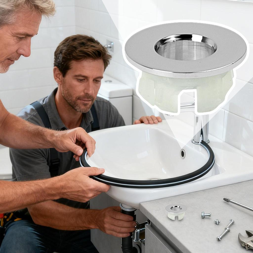 1PCS Plastic Bathroom Kitchen Basin Sink Overflow Cover Ring Insert Replacement Chrome Hole Round Drain Cap Basin Accessory