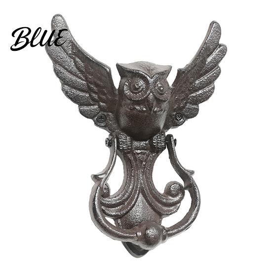 Vintage Door Knocker Cast Iron Owl Knocker, Wrought Hollow Carved Wall Decor, Art Thickened Rustproof Cabinet Pull Handle, Pre-Drilled Holes for Gate