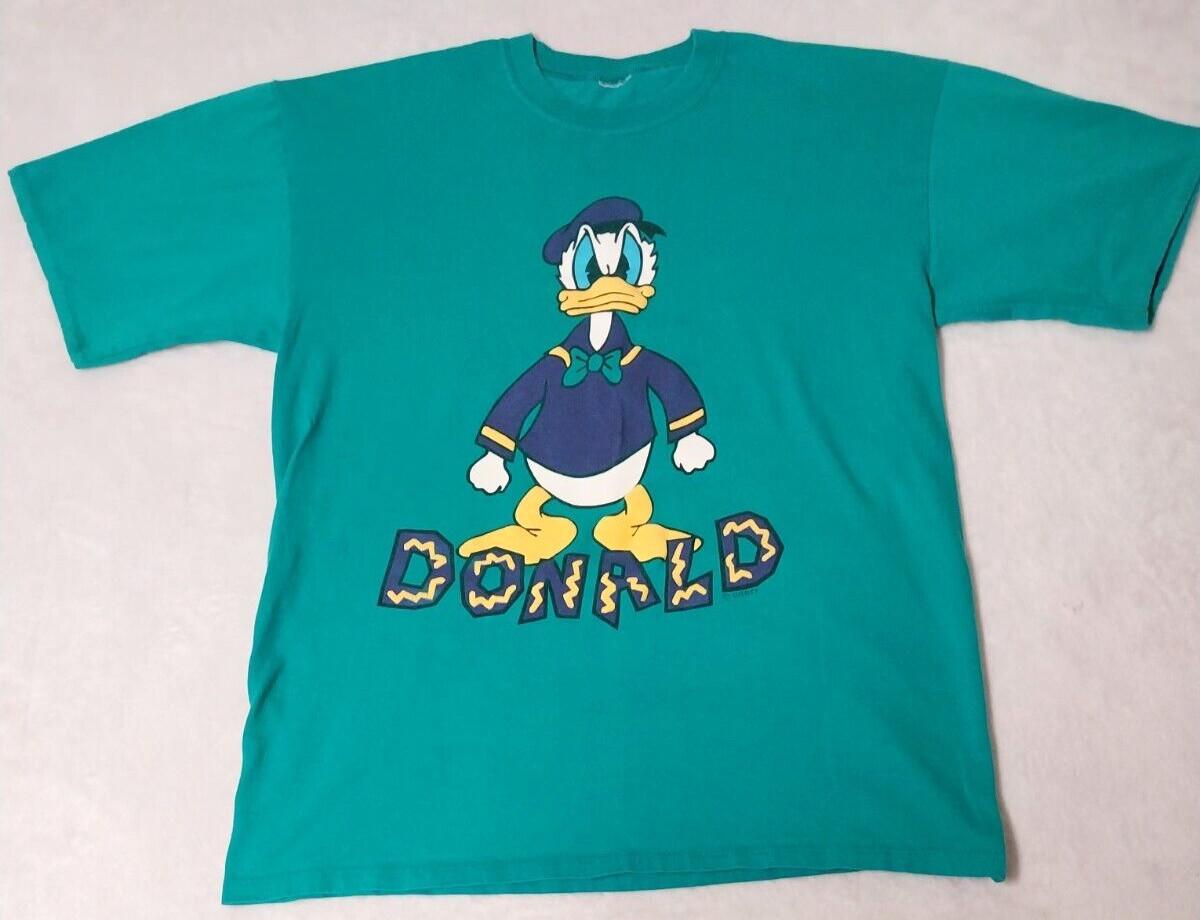 Vintage Donald Duck T Shirt L Puff Print 90s Disney Double Sleeve Cartoons S