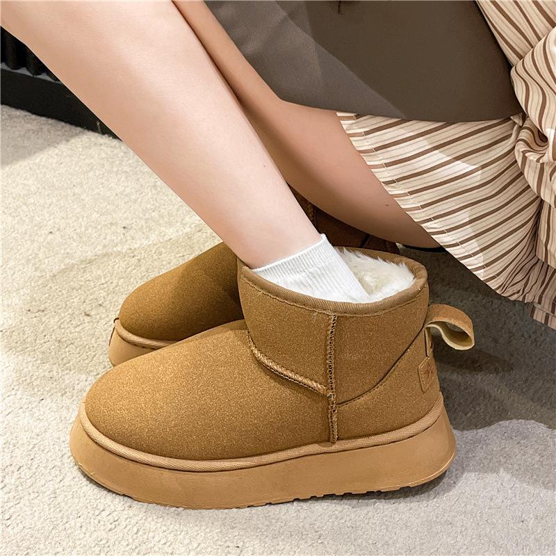 Thick-soled Short Boots Women's Winter Snow Boots Fur Integrated Fleece Thickened Versatile Cotton Shoes Low Tube Women's Boots Wholesale