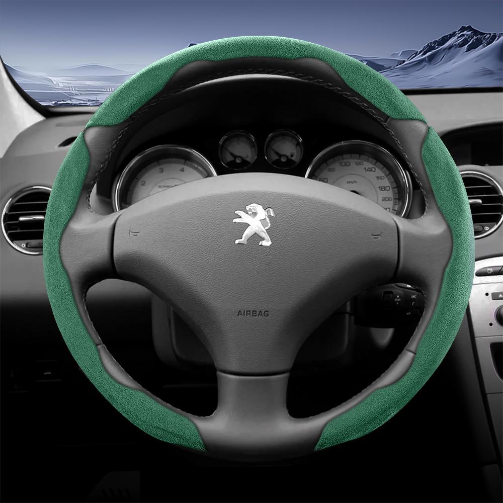 Vcxja9 Geschikt voor Peugeot Sports Suede Stuurwielhoes met Gespleten Drukknop Anti-Slip Ontwerp voor Modellen zoals 208 E-208, 2008 E-2008, 3008