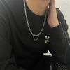 Heren Dubbellaagse Cubaanse Ketting Ketting in Hip Hop Punk Stijl van Titanium Staal