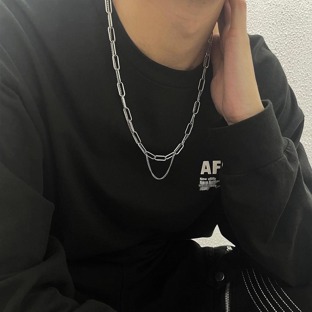 Heren Dubbellaagse Cubaanse Ketting Ketting in Hip Hop Punk Stijl van Titanium Staal