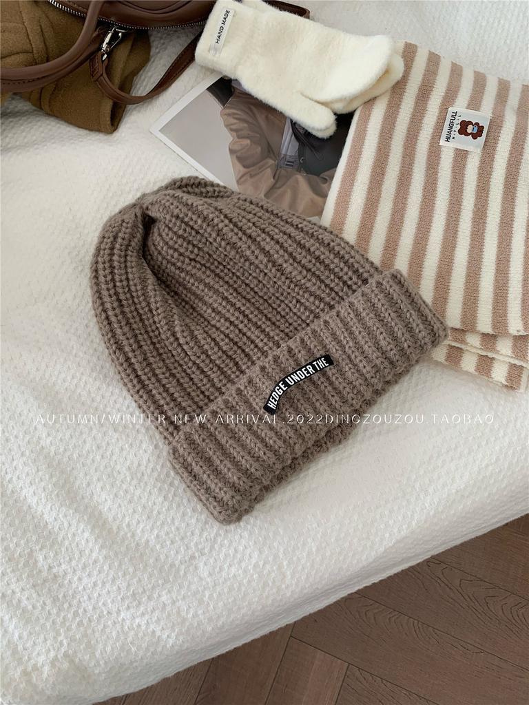 Warm Soft And Womens Acrylic Knit Beanie Trendy Winter Hat With Letter Design