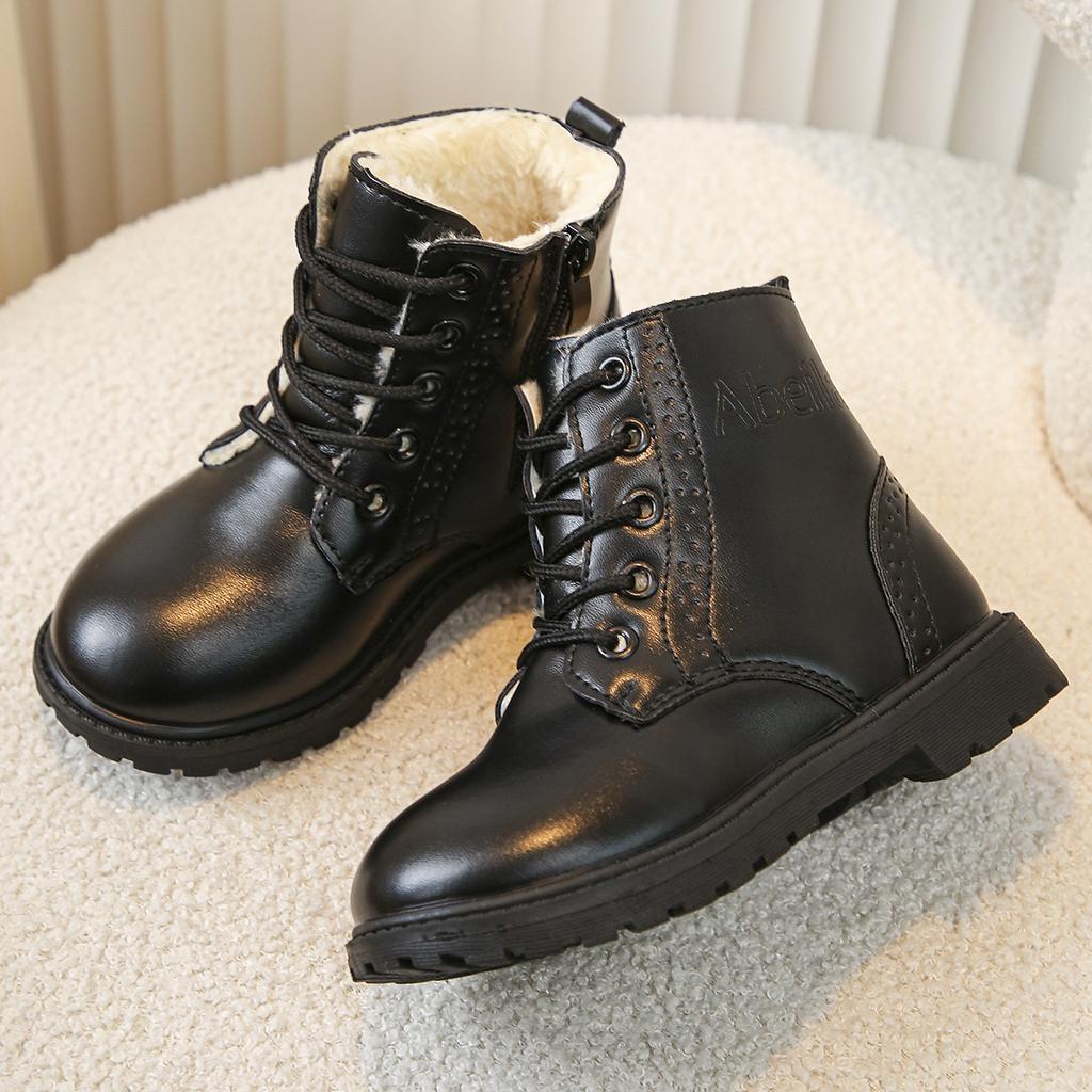 Boys shoes boots autumn and winter new children's leather shoes soft-soled girls Martin boots non-slip middle and older children's short boots