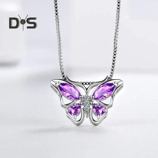 1 Set Jewelry Set Sparkling Rhinestones Inlaid Butterfly Pendant Necklace Ear Studs Opening Ring Set Jewelry Gift