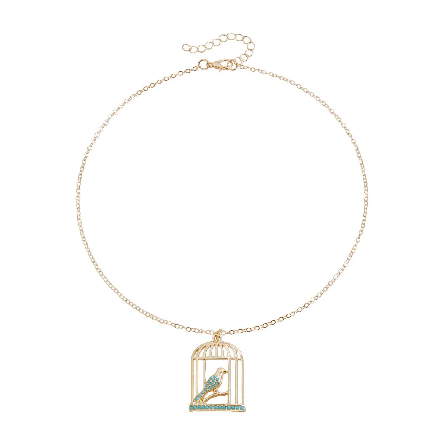 

Accessories Tree of Life Turquoise Embellished Necklace ins Vintage Style Hollow Design Clavicle Fine Chain