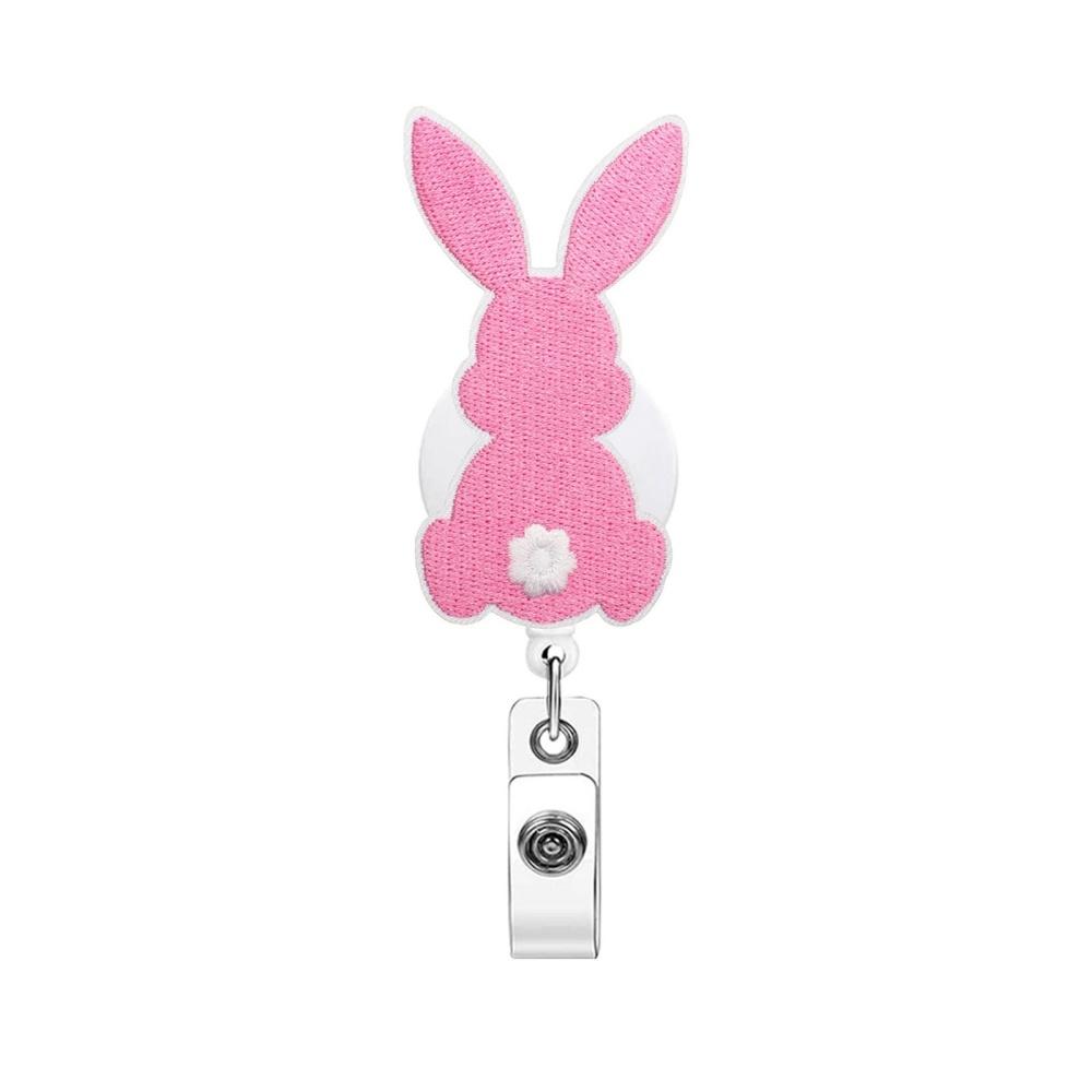 

Easter Rabbit Cartoon Retractable Badge Holder Reel Id Card Holder For Office Workers Doctors Nurses Medical Students Students розовый