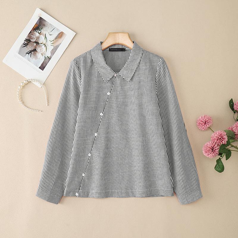 ZANZEA Womens Casual Long Sleeve Classic Stripe Blouse