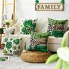 AVOIN colorlife ST Patricks Day Home Sweet Home Clover Throw Pillow Covers, 18 x 18 Inch Love Lives Here Buffalo Plaid Bow Tie Shamrock Decoration
