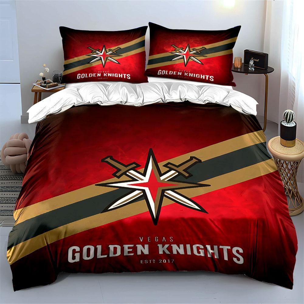 Vegas Golden Knights Bedding Set Bedding Duvet Cover Set Duvet Cover Pillowcases (1 * Duvet Cover 2 * Pillowcases, Without Duvet Insert)