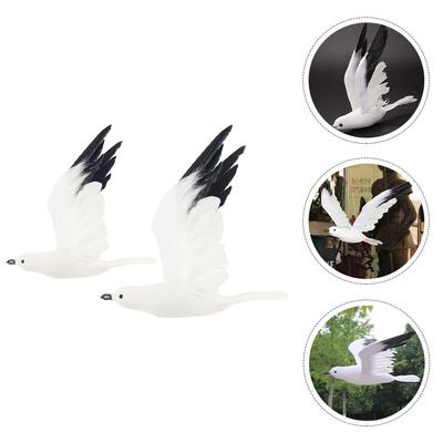2 Pcs Home Decoration The Bird Seagull Artificial Figurines Party Ornaments