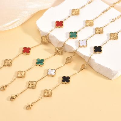 13MM Four Leaf Clover Bracelet Titanium Steel Four Leaf Clover Reversible Bracelet No Color Loss Titanium Steel Bracelet