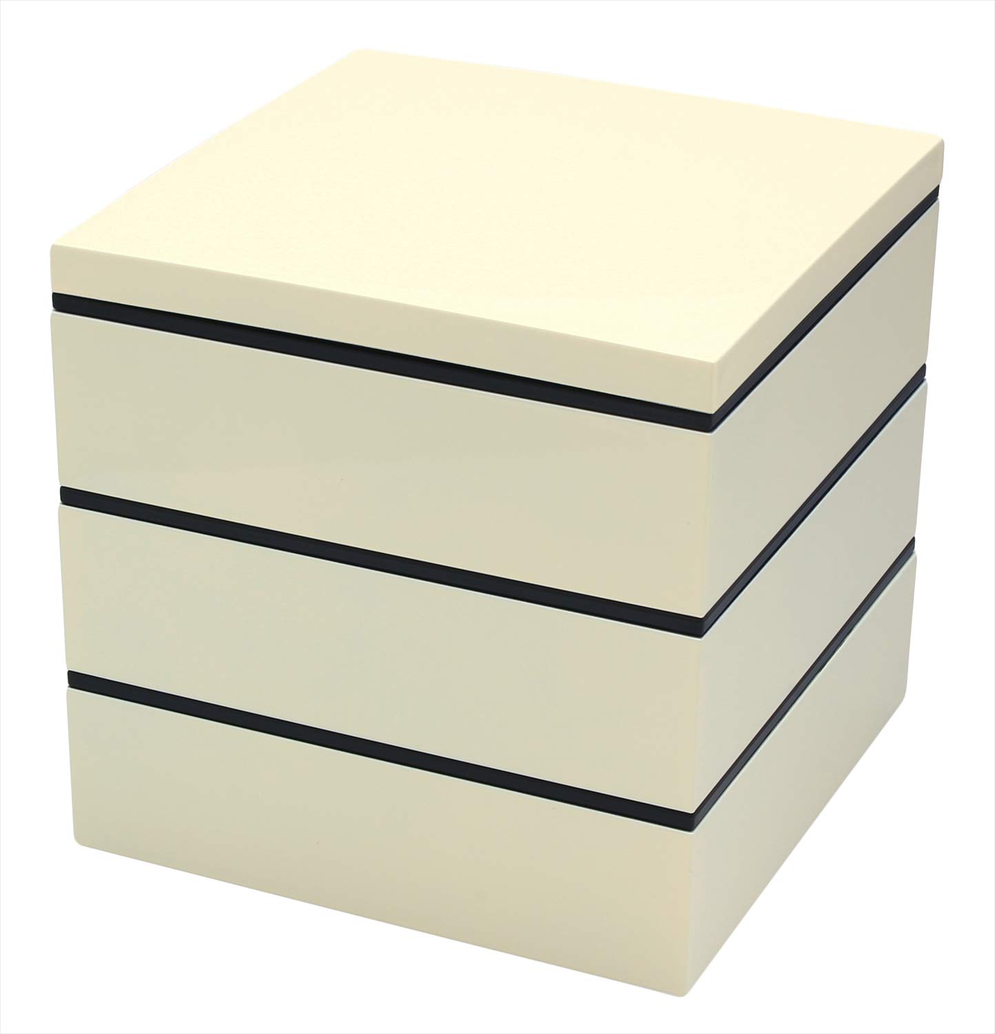 

Yamanaka Lacquer Simple Style Lunch 3 Tiers 9 Box, (with Dividers), Ivory, M16702-3 белый