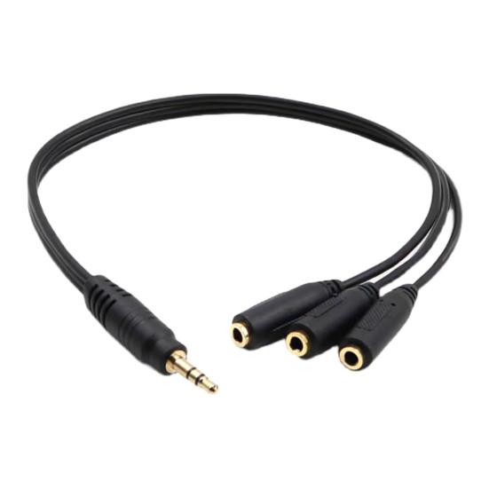 

3.5MM Audio Splitter Cable Plated Connector Male to Female 1 Input 3 Output Stereo Jack Adapter Headset Audio AUX Splitter Cord чорний